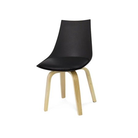 Krzesło na drewnianych bukowych nogach nowoczesne z poduszką ekoskóra stylowe 028 czarne