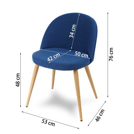 Krzesło na drewnianych bukowych nogach tapicerowane nowoczesne fotel skandynawski nowoczesny niebieski 065