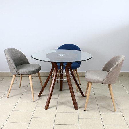 Krzesło na drewnianych bukowych nogach tapicerowane nowoczesne fotel skandynawski nowoczesny szare 065