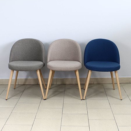 Krzesło na drewnianych bukowych nogach tapicerowane nowoczesne fotel skandynawski nowoczesny szare 065