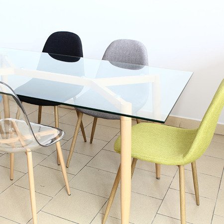 Krzesło na drewnianych bukowych nogach tapicerowane nowoczesne stylowe do biura salonu 014 ciemno szare