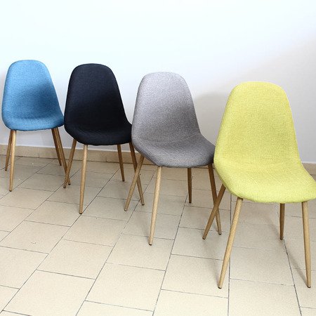 Krzesło na drewnianych bukowych nogach tapicerowane nowoczesne stylowe do biura salonu 014 ciemno szare