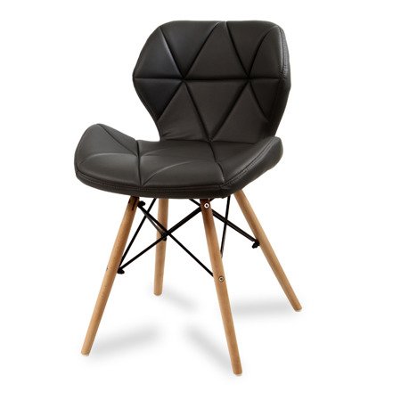 Krzesło na drewnianych bukowych nogach tapicerowane nowoczesne stylowe ekoskóra do salonu biura 024 AB czarne