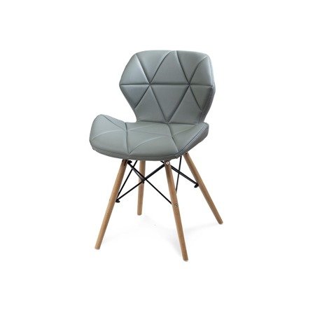 Krzesło na drewnianych bukowych nogach tapicerowane nowoczesne stylowe ekoskóra do salonu biura 024 AB szare