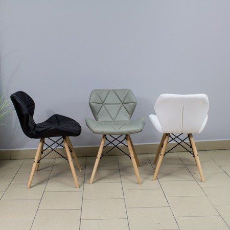 Krzesło na drewnianych bukowych nogach tapicerowane nowoczesne stylowe ekoskóra do salonu biura 024 AB zielone