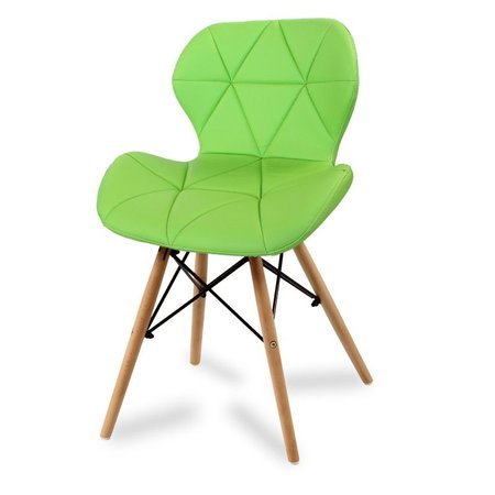 Krzesło na drewnianych bukowych nogach tapicerowane nowoczesne stylowe ekoskóra do salonu biura 024 WF zielone