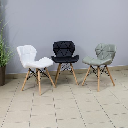 Krzesło na drewnianych bukowych nogach tapicerowane nowoczesne stylowe ekoskóra do salonu biura 024 WF zielone