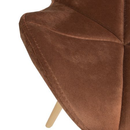 Krzesło na drewnianych bukowych nogach tapicerowane nowoczesne stylowe welurowe do salonu biura brązowy 024V-BR-BW