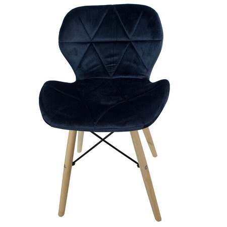 Krzesło na drewnianych bukowych nogach tapicerowane nowoczesne stylowe welurowe do salonu biura czarne 024V-B-BW