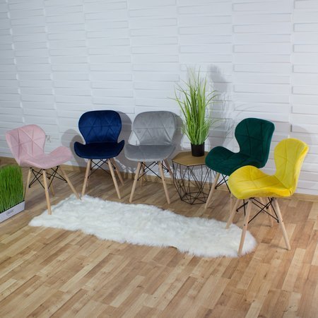 Krzesło na drewnianych bukowych nogach tapicerowane nowoczesne stylowe welurowe do salonu biura czarne 024V-B-BW