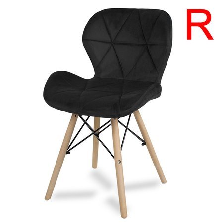 Krzesło na drewnianych bukowych nogach tapicerowane nowoczesne stylowe welurowe do salonu biura czarne 024V-B WF