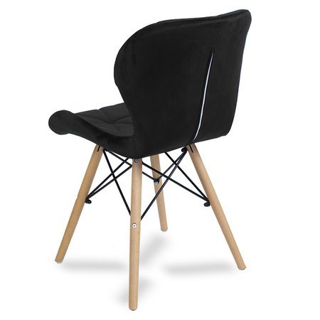 Krzesło na drewnianych bukowych nogach tapicerowane nowoczesne stylowe welurowe do salonu biura czarne 024V-B WF