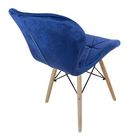 Krzesło na drewnianych bukowych nogach tapicerowane nowoczesne stylowe welurowe do salonu biura niebieski 024V-BL-BW