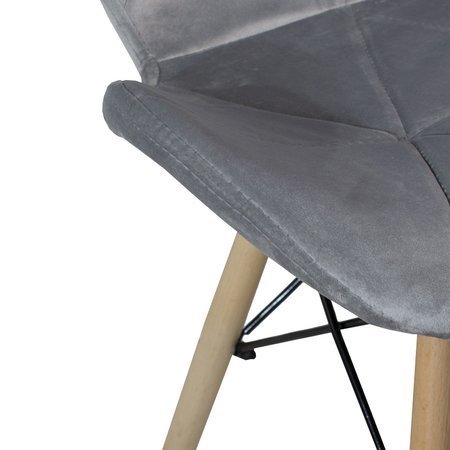 Krzesło na drewnianych bukowych nogach tapicerowane nowoczesne stylowe welurowe do salonu biura szare 024V-G-BW