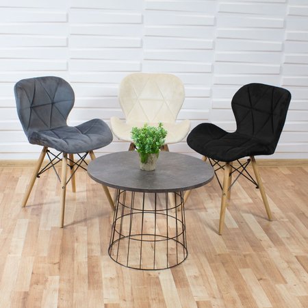 Krzesło na drewnianych bukowych nogach tapicerowane nowoczesne stylowe welurowe do salonu biura szare 024V-G WF