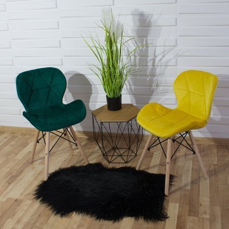 Krzesło na drewnianych bukowych nogach tapicerowane nowoczesne stylowe welurowe do salonu biura zielone 024V-GR-BW