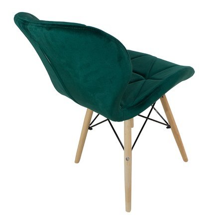 Krzesło na drewnianych bukowych nogach tapicerowane nowoczesne stylowe welurowe do salonu biura zielone 024V-GR-BW