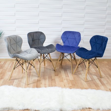 Krzesło na drewnianych bukowych nogach tapicerowane nowoczesne stylowe welurowe do salonu biura zielone 024V-GR WF
