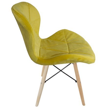 Krzesło na drewnianych bukowych nogach tapicerowane nowoczesne stylowe welurowe do salonu biura żółte 024V-Y-BW