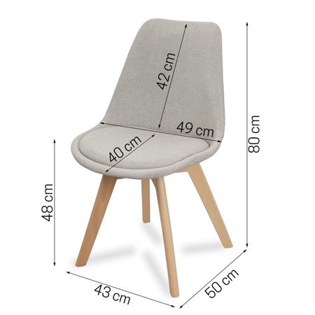 Krzesło na drewnianych bukowych nogach tapicerowane z poduszką nowoczesne stylowe beżowe 007Y 