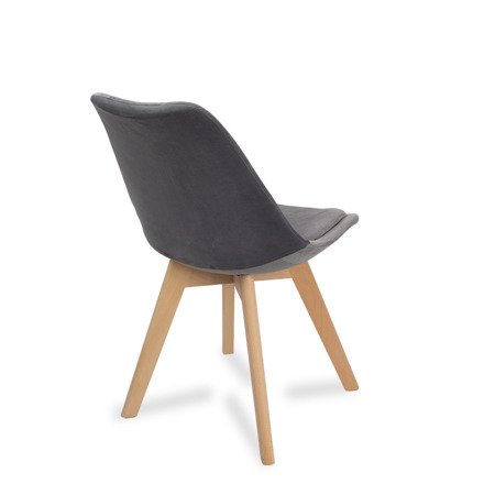 Krzesło na drewnianych bukowych nogach welurowe nowoczesne do restauracji salonu szare z szarą poduszką 007V GT