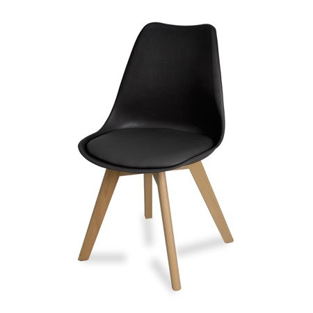 Krzesło na drewnianych bukowych nogach z czarną poduszką nowoczesne czarne 007 TS 