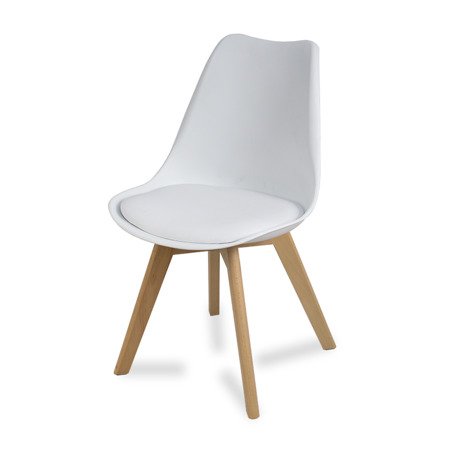 Krzesło na drewnianych bukowych nogach z poduszką nowoczesne białe Milano 007 TS 