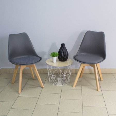 Krzesło na drewnianych bukowych nogach z poduszką nowoczesne białe Milano 007 TS 