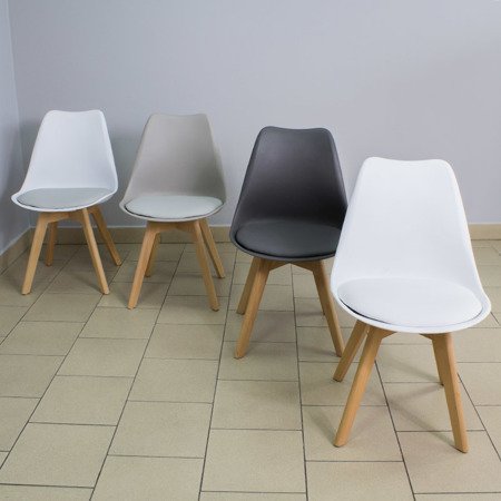 Krzesło na drewnianych bukowych nogach z poduszką nowoczesne ciemno szare Milano 007 TS