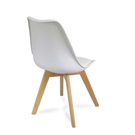 Krzesło na drewnianych bukowych nogach z skórzaną poduszką na drewnianych nogach nowoczesne białe 007TZ