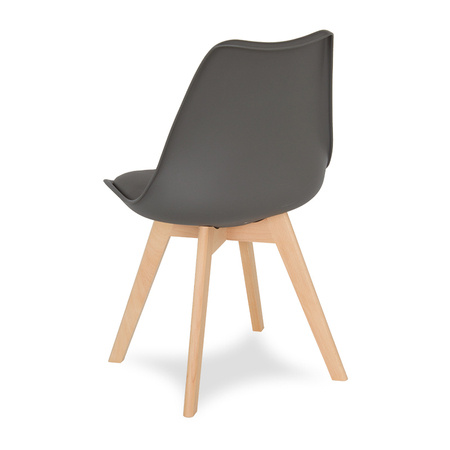 Krzesło na drewnianych bukowych nogach z skórzaną szarą poduszką nowoczesne szare 007G-G-BW 