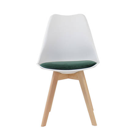 Krzesło na drewnianych bukowych nogach z welurową szarą poduszką nowoczesne białe 007W-GRV