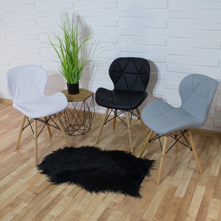Krzesło na drewnianych nogach tapicerowane z ekoskóry do salonu biały 024W-BW