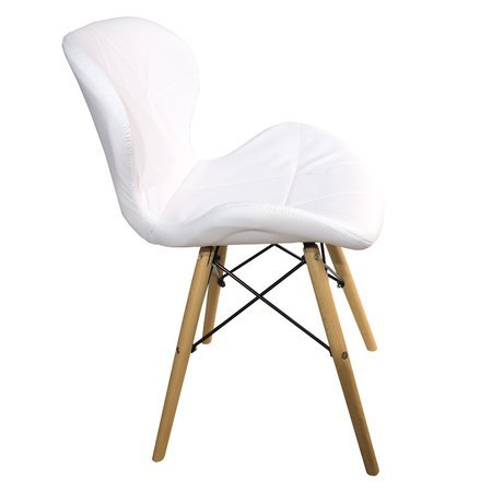 Krzesło na drewnianych nogach tapicerowane z ekoskóry do salonu biały 024W-BW