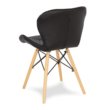 Krzesło na drewnianych nogach tapicerowane z ekoskóry do salonu czarny 024B-BW