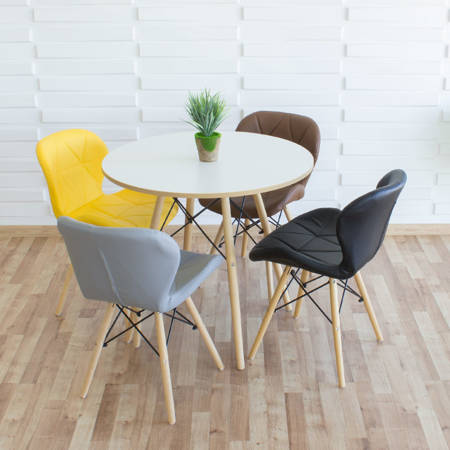 Krzesło na drewnianych nogach tapicerowane z ekoskóry do salonu czarny 024B-BW