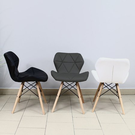 Krzesło na drewnianych nogach tapicerowane z ekoskóry do salonu kremowe 024 WF roz