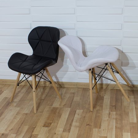 Krzesło na drewnianych nogach tapicerowane z ekoskóry do salonu różowe 024P-BW