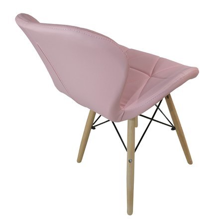 Krzesło na drewnianych nogach tapicerowane z ekoskóry do salonu różowe 024P-BW