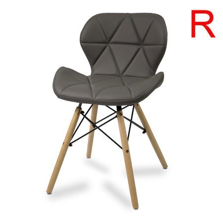 Krzesło na drewnianych nogach tapicerowane z ekoskóry do salonu szare 024 WF roz
