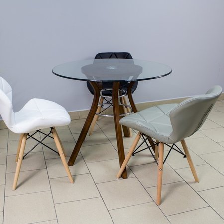 Krzesło na drewnianych nogach tapicerowane z ekoskóry do salonu szare 024 WF roz