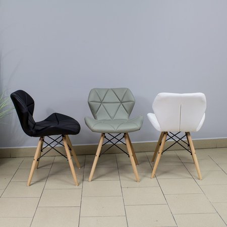Krzesło na drewnianych nogach tapicerowane z ekoskóry do salonu zielone 024 WF roz