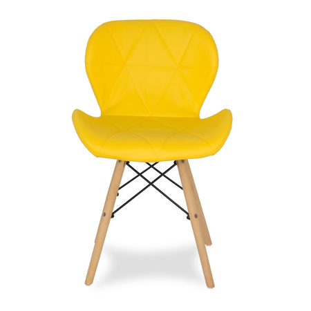Krzesło na drewnianych nogach tapicerowane z ekoskóry do salonu żółte 024Y-BW