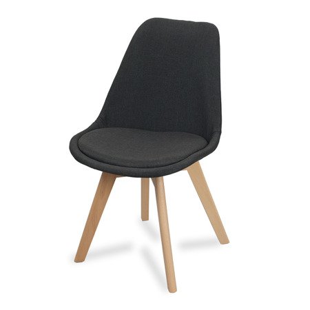 Krzesło na drewninaych bukowych nogach tapicerowane z poduszką nowoczesne stylowe grafitowe 007Y