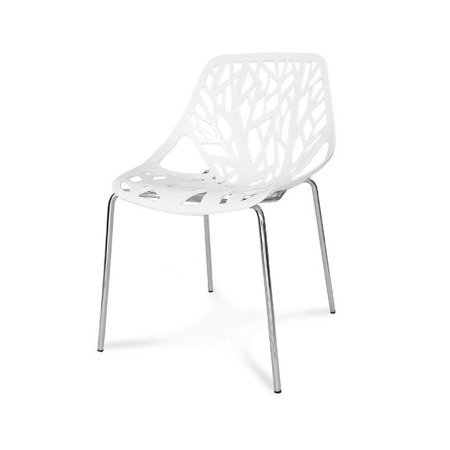 Krzesło na metalowych chromowanych nogach nowoczesne ażurowe forest na taras balkon białe 216