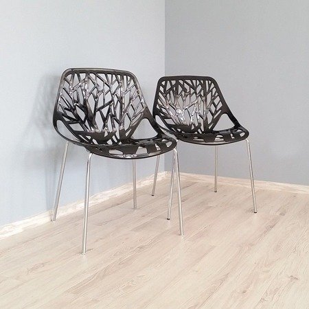 Krzesło na metalowych chromowanych nogach nowoczesne ażurowe forest na taras balkon białe 216
