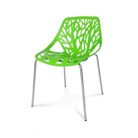 Krzesło na metalowych chromowanych nogach nowoczesne ażurowe forest na taras balkon zielone 216