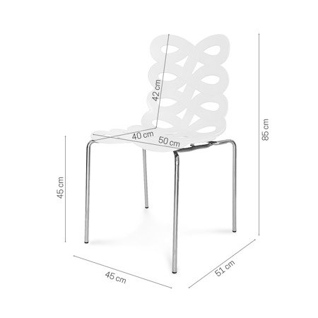 Krzesło na metalowych chromowanych nogach wstążka ribbon białe H282