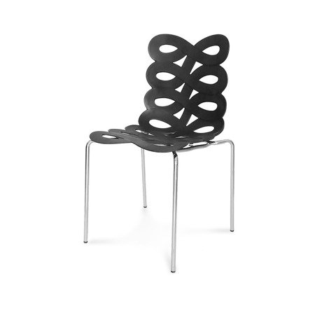Krzesło na metalowych chromowanych nogach wstążka ribbon czarne H282