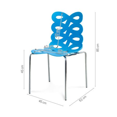 Krzesło na metalowych chromowanych nogach wstążka ribbon niebieskie H282